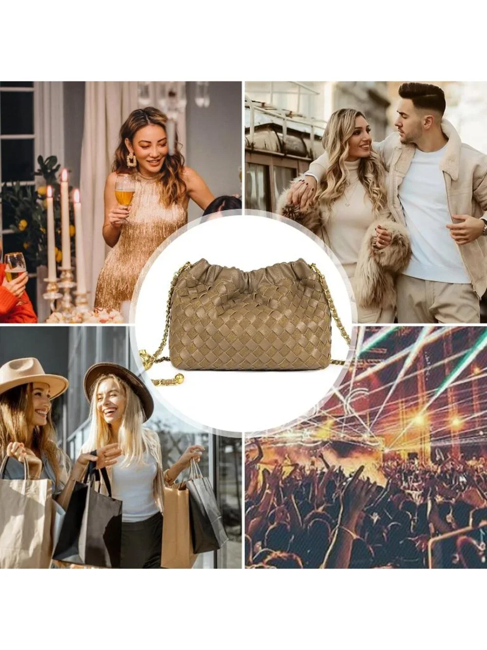 👜 Women's Woven Faux Leather Crossbody Bag Trendy Dumpling Evening Purse